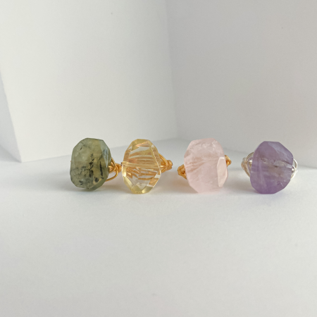 Wrapped Rings Large Oval Faceted Quartz