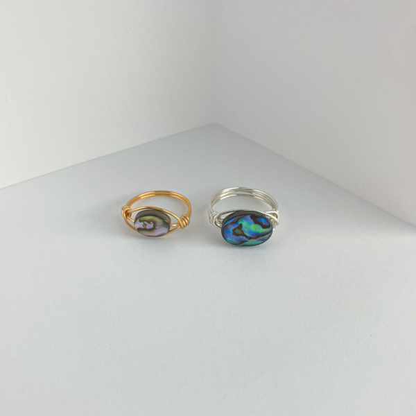 Wrapped Abalone Shell Rings - Image 2
