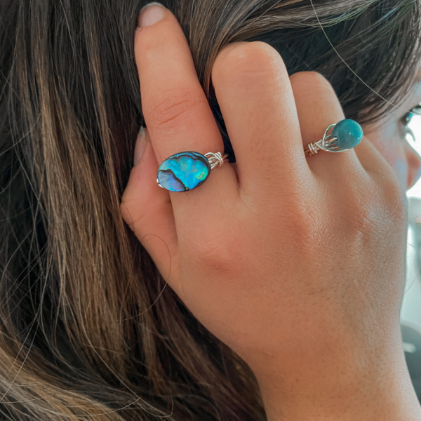 Wrapped Abalone Shell Rings - Image 3